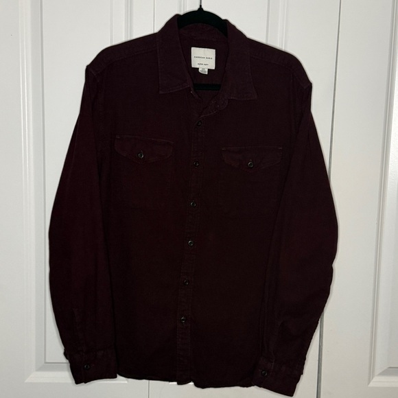 American Eagle Outfitters Other - American Eagle “Super Soft” Large Flannel 100% Cotton Burgundy Red Button Up EUC